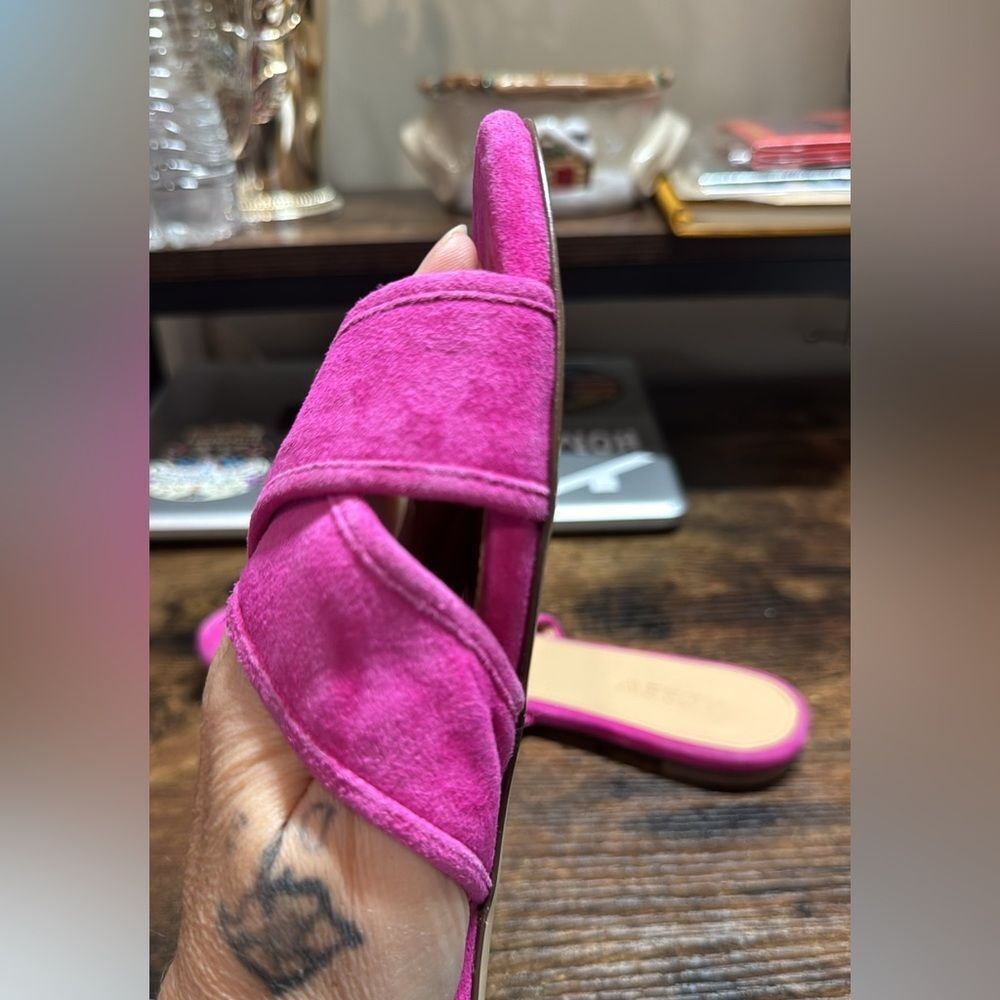J Crew Hot Pink Suede Slide Sandals size 7.5 - Picture 7 of 8